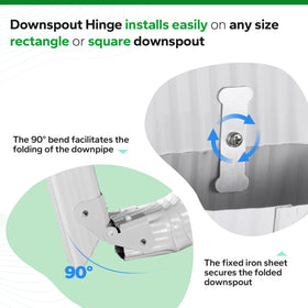 GYPNS flip-up hinge enables quick extension stowaway to protect downspouts