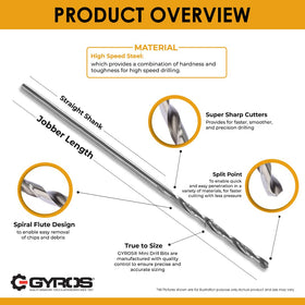 Gyros HSS micro drill bits gleaming for delicate projects.