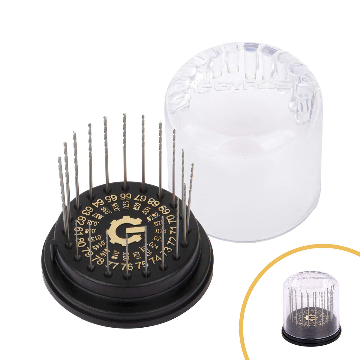 Gyros mini twist drill bits close-up showing precise micro drilling for jewelry.