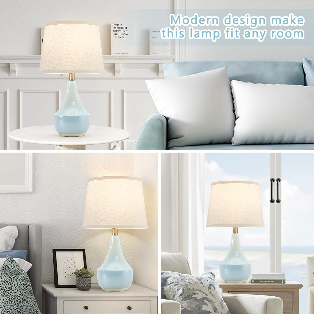 GyroVu ceramic body resists tarnish for durable, long-lasting nightstand lamps.