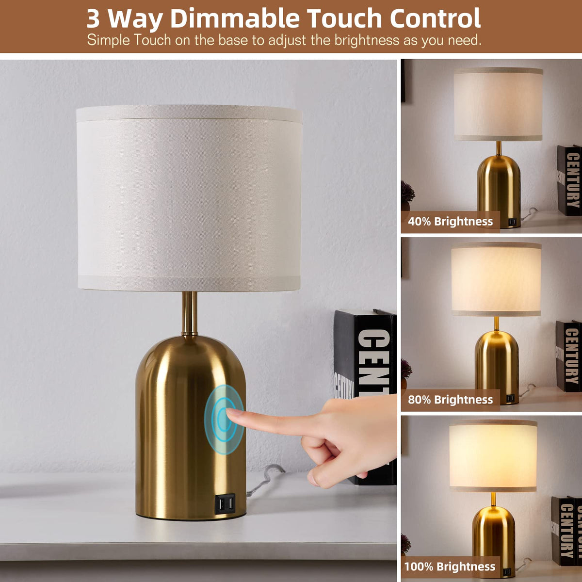 GyroVu cream fabric dome shade provides warm, glare-free light.