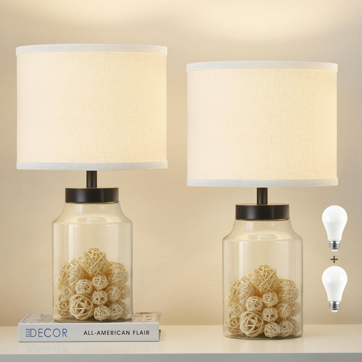 GyroVu fillable table lamp with clear glass base for seashell decor.