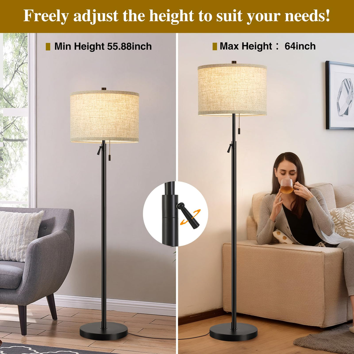 GyroVu height adjustable pole for flexible room lighting
