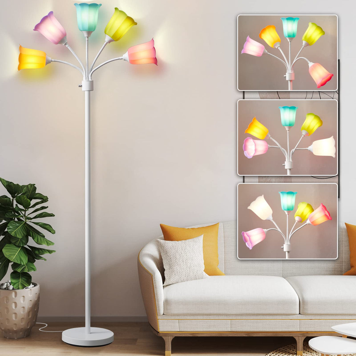 GyroVu Medusa LED floor lamp with five adjustable heads for versatile lighting.