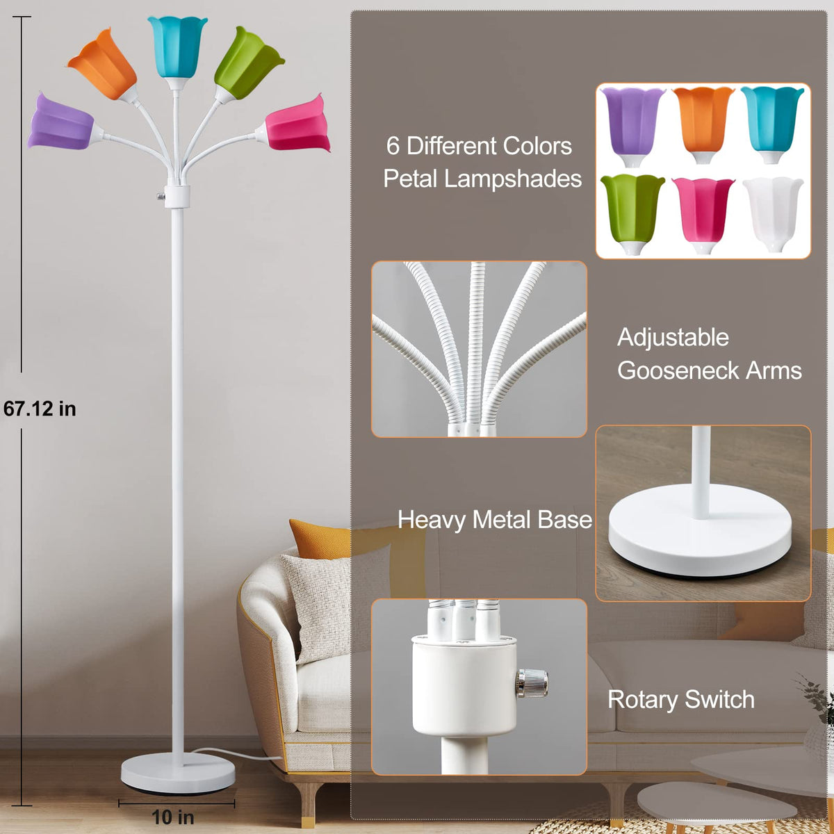 GyroVu Medusa LED floor lamp is easy to assemble without tools.