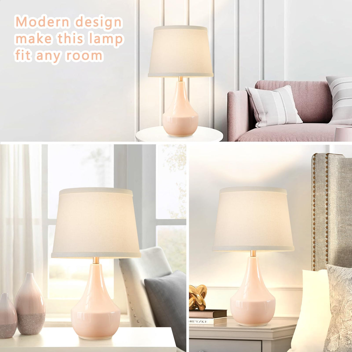GyroVu pink LED bulbs included for warm, soft illumination.