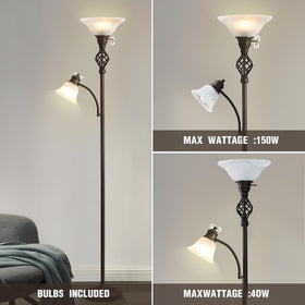 GyroVu torchiere lamp with rotary switch for easy on/off control.