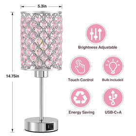 GyroVu pink touch dimmable lamp with three brightness levels