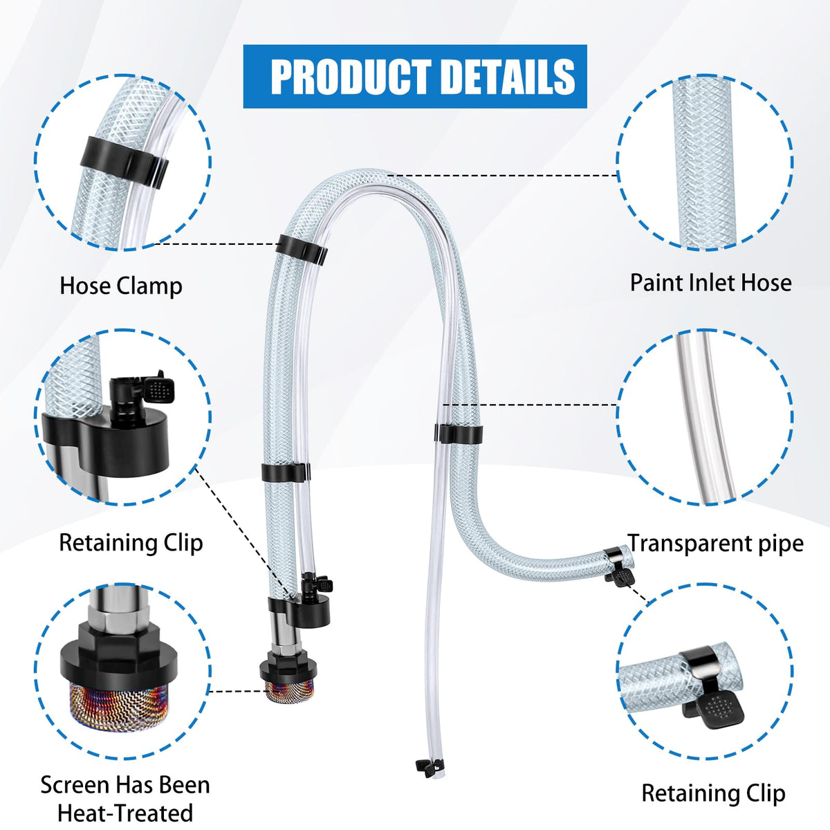 GYUTONG suction tube kit drain tube provides reliable return flow during spraying.