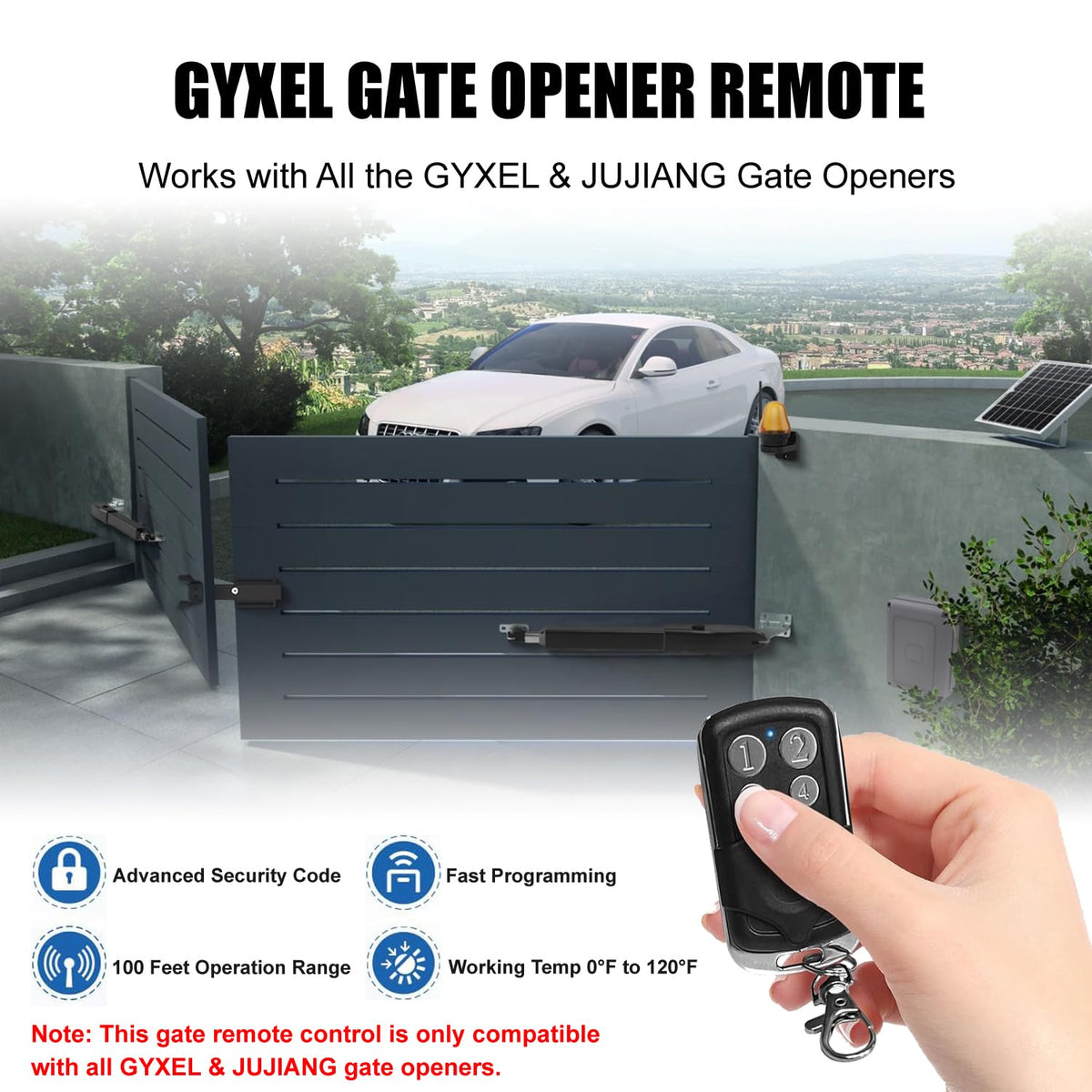 Gyxel gate remote sliding cover protecting buttons during storage