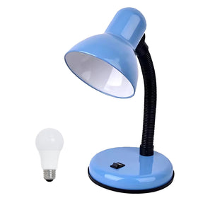 GZGLUZ desk lamp with blue gooseneck for flexible task lighting
