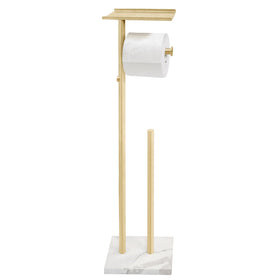 GZILA brushed gold marble-base stand with sturdy foundation for bathroom decor and stability.