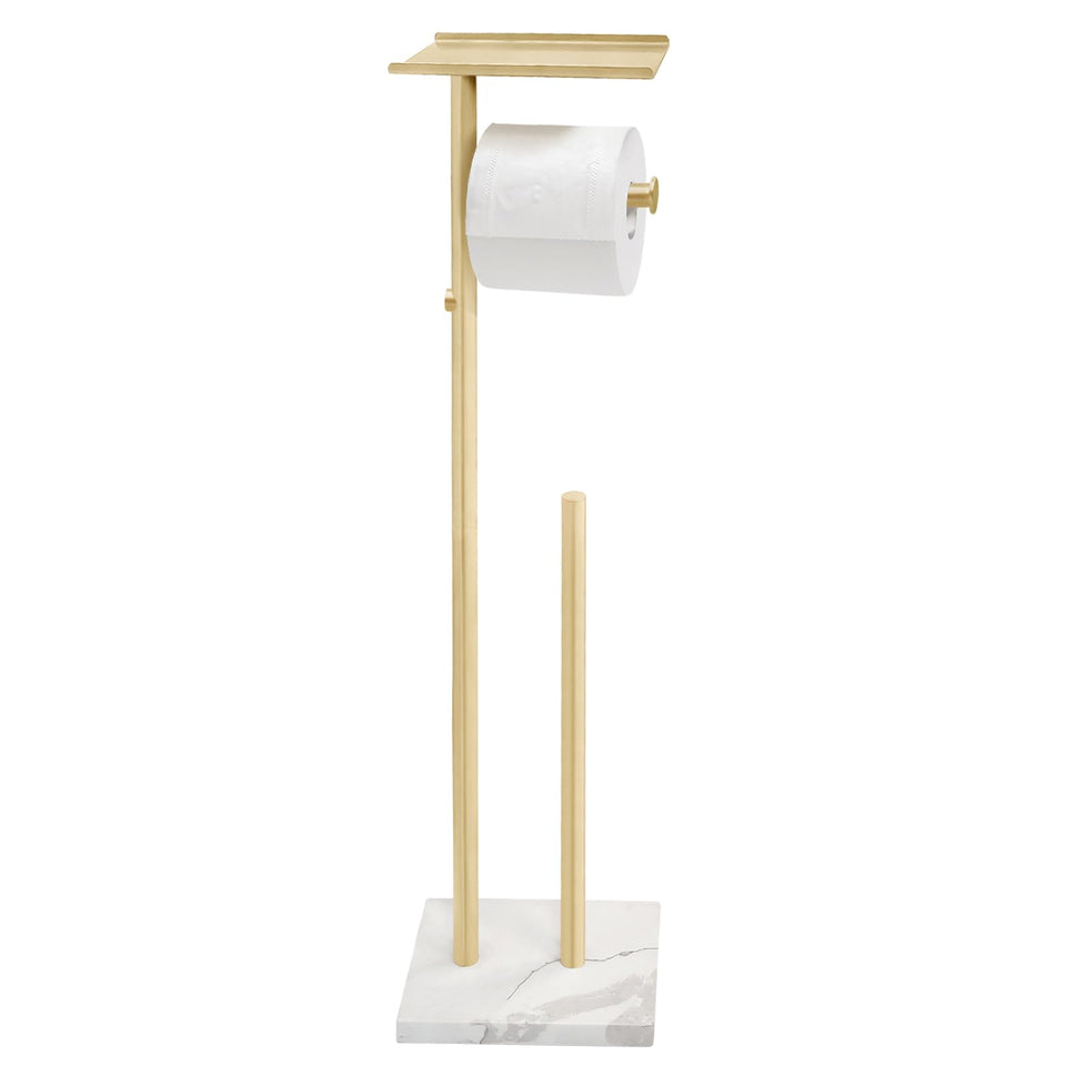 GZILA brushed gold marble-base stand with sturdy foundation for bathroom decor and stability.