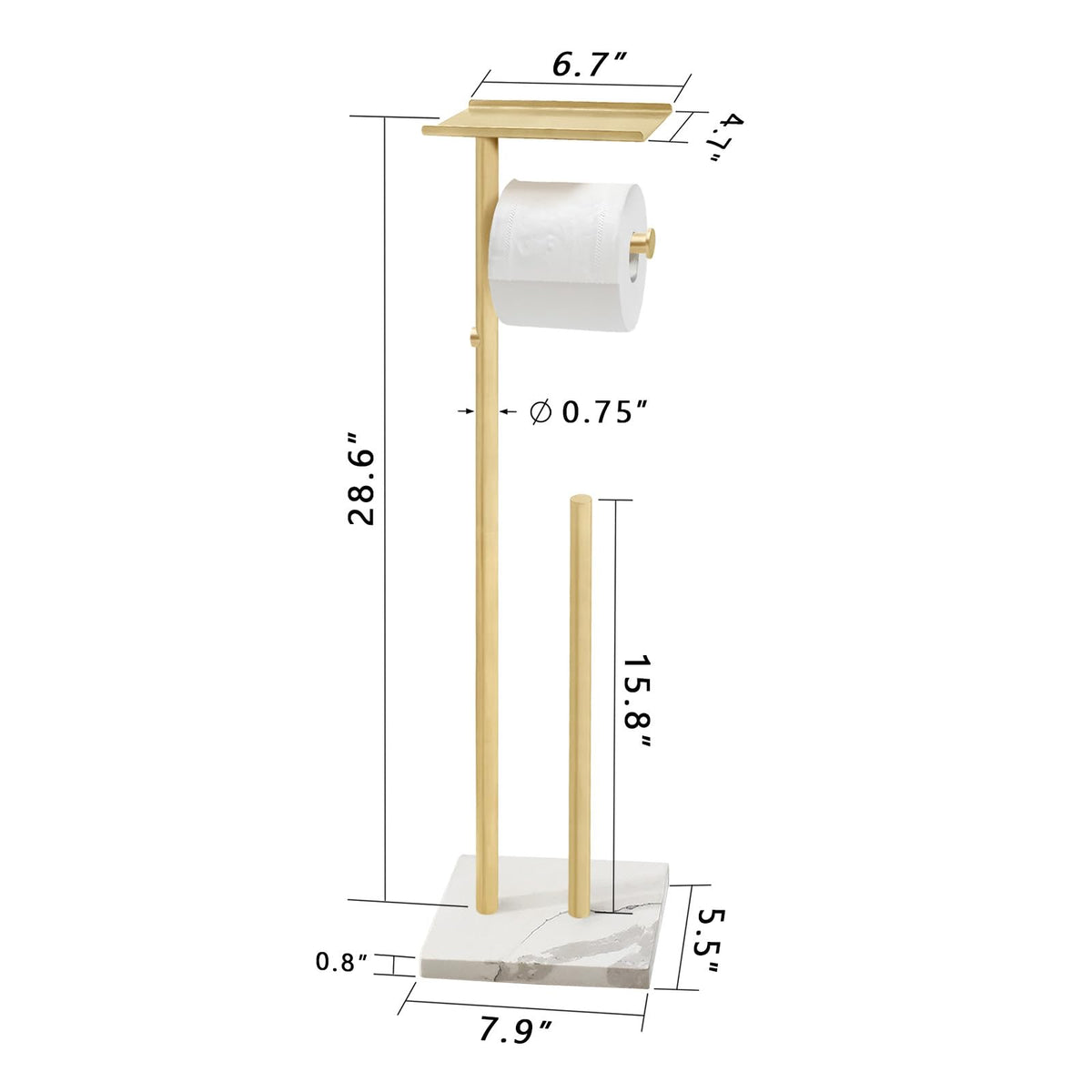 GZILA toilet paper stand with shelf top for convenient small-item storage.