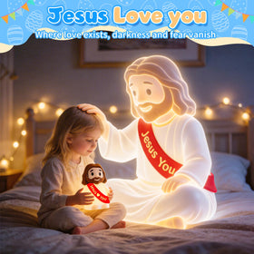 GZJQW Jesus Night Light with Type-C power cable for continuous use.