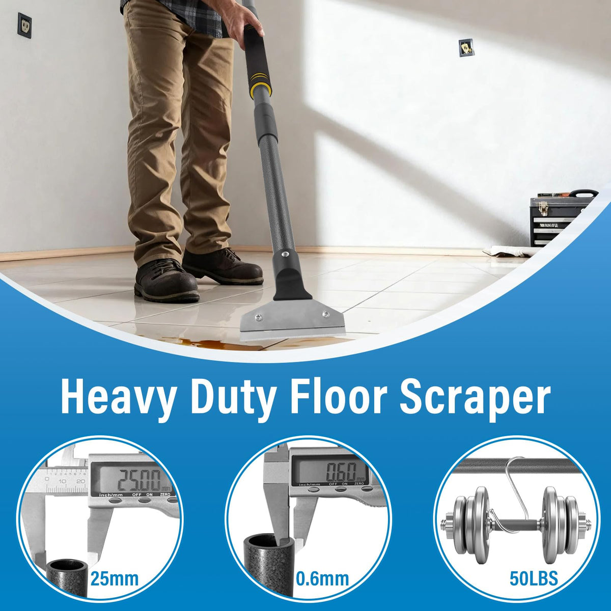 Gzlozak floor scraper includes 10 replacement blades for ongoing projects.