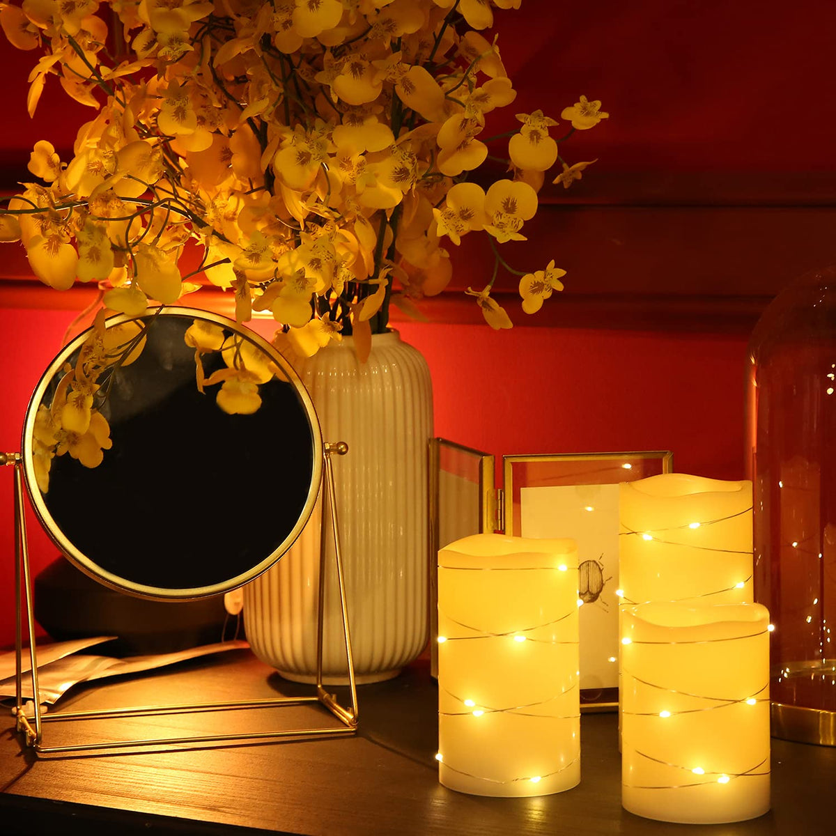 H-BLOSSOM ivory real-wax pillar highlighting lifelike appearance