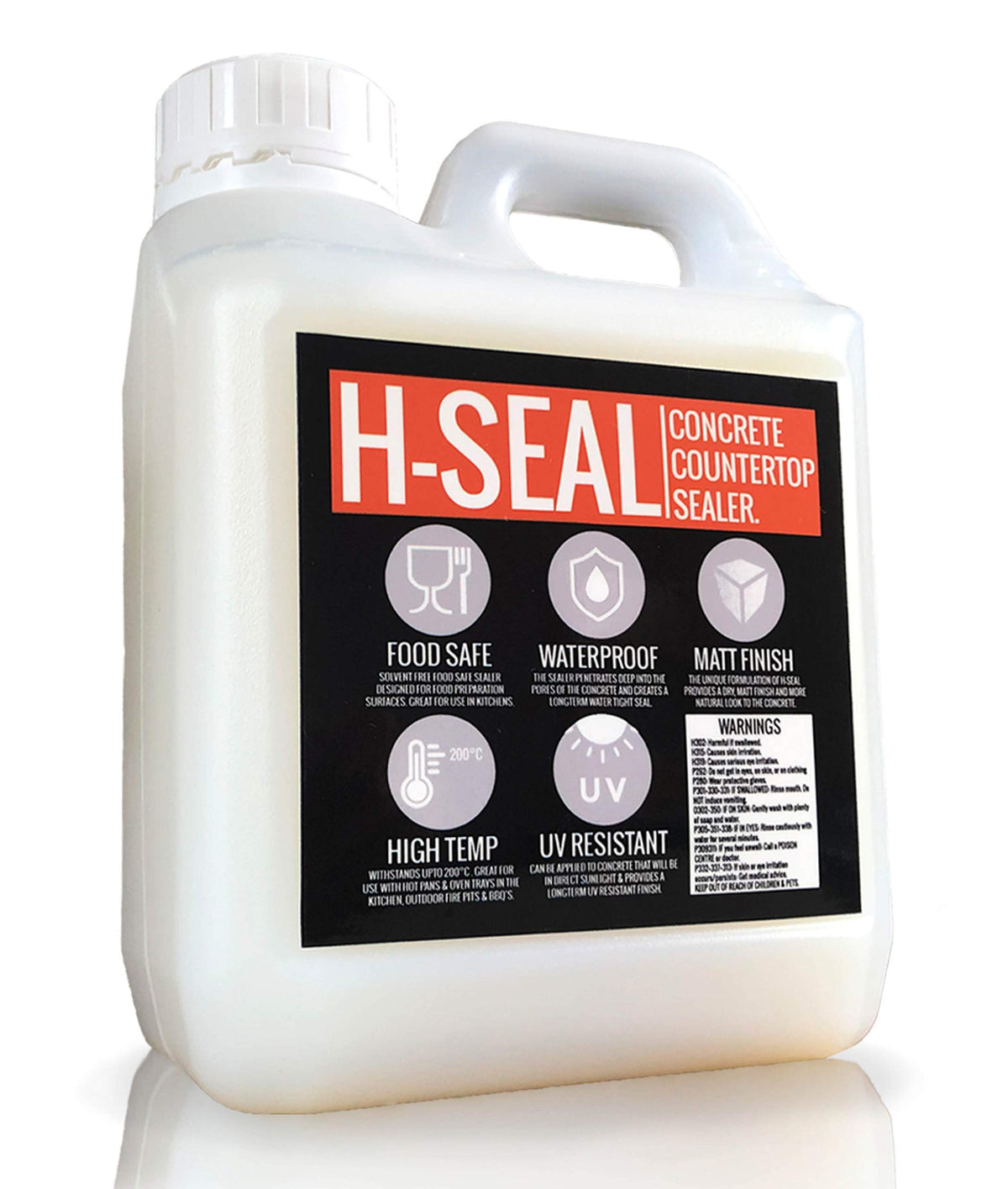 H-Seal concrete countertop sealer application shows even coverage with a matte finish.