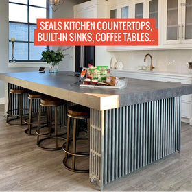 H-Seal matte finish on polished concrete enhances a natural look for counters.