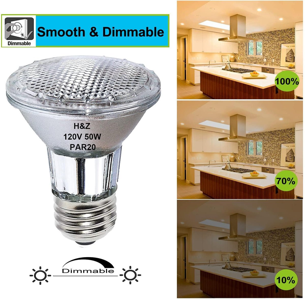 H&Z PAR20 bulbs offer long life for less frequent replacements