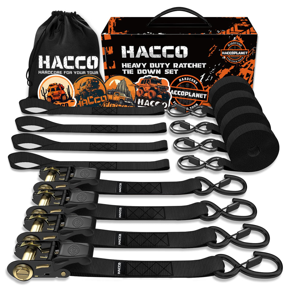 Haccoplanet ratchet strap 16ft motorcycle tie-down for secure road transport