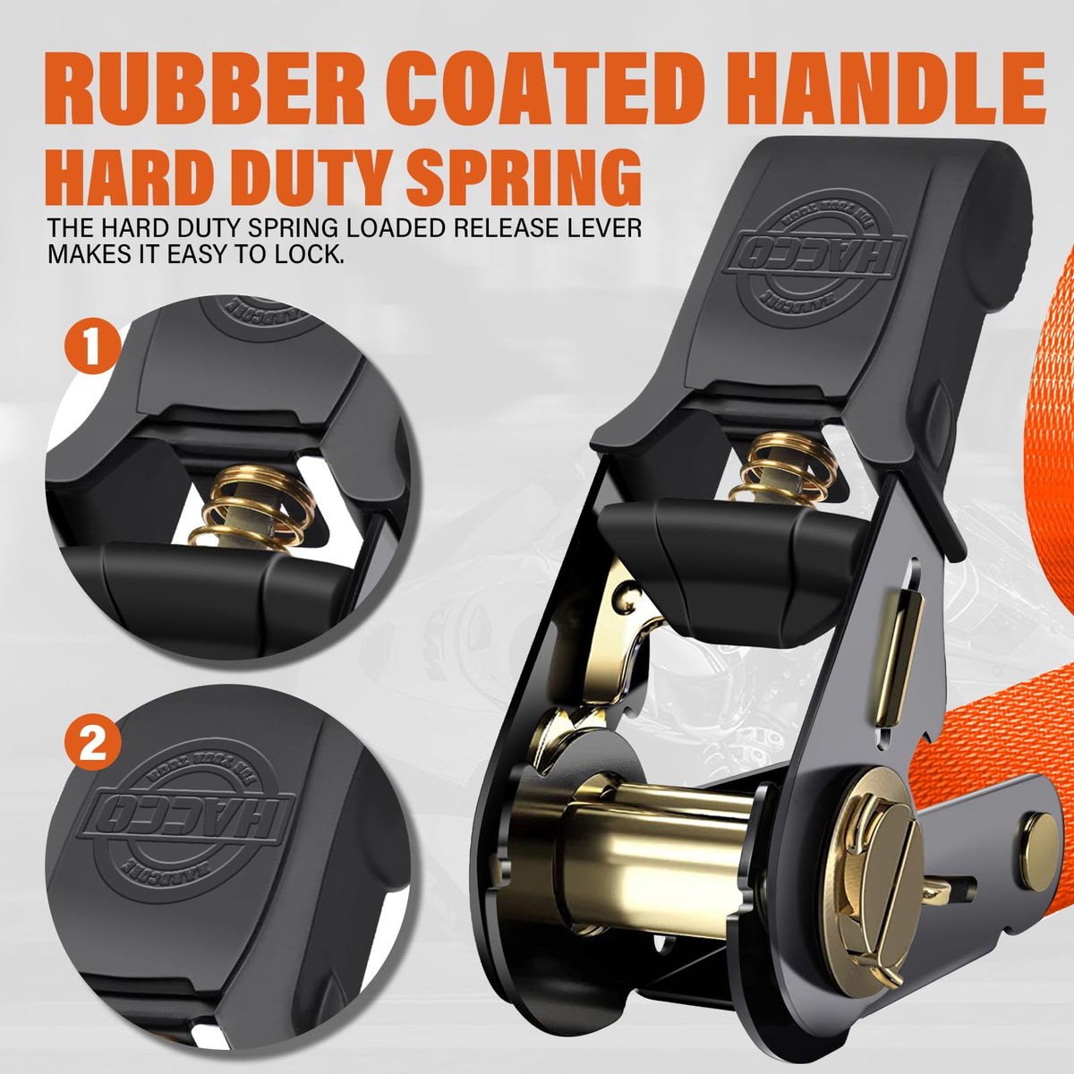 Haccoplanet rubber-coated S-hooks with safety clip protecting cargo