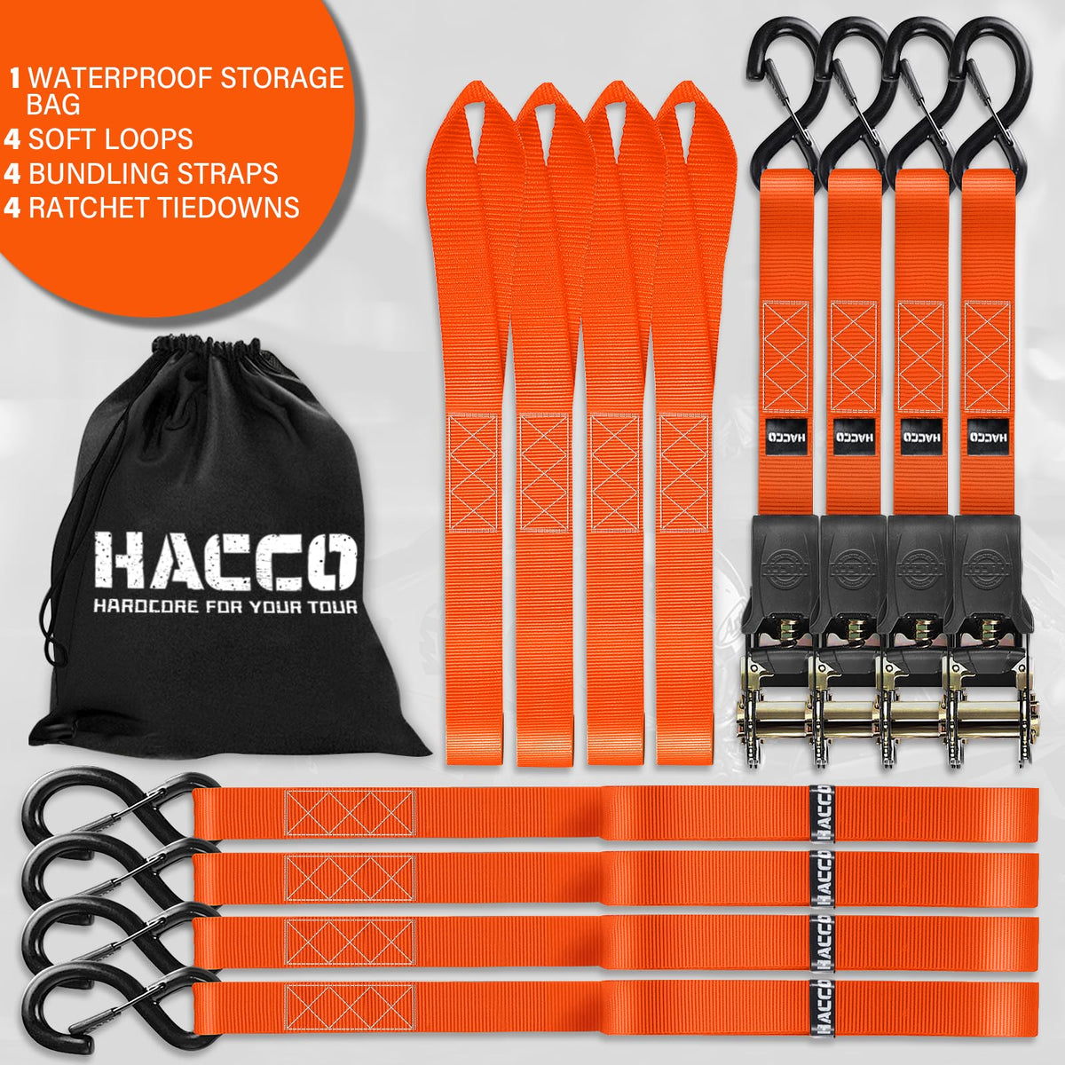 Haccoplanet soft loops and bundling straps for flexible securing