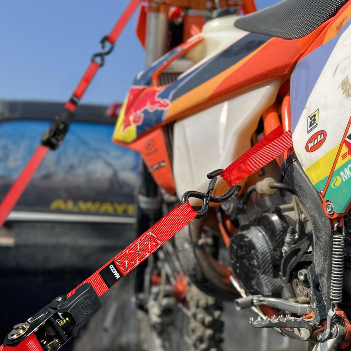 Haccoplanet versatile tie-downs suitable for motorcycles, boats, and more