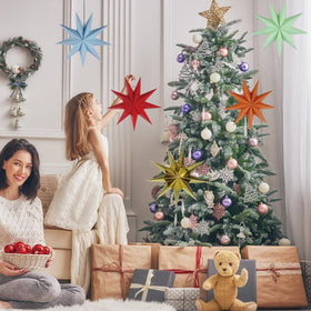 HADEEONG 5-pack 9-point star lantern christmas-tree-decoration adds festive sparkle.