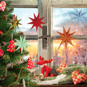 HADEEONG 5-pack 9-point star lantern table-centerpiece adds warm glow to celebrations.