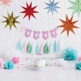 HADEEONG 5-pack 9-point star lantern wall-display enhances ceiling-space with three-dimensional charm.