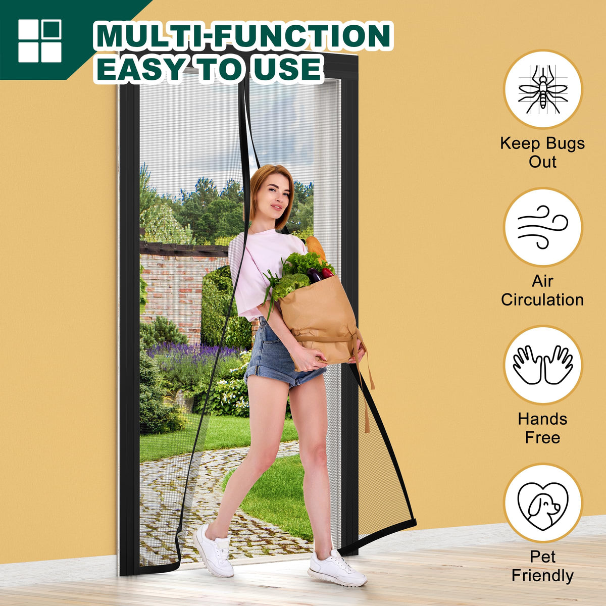 HADOR easy-install push pins help quick setup on any door.