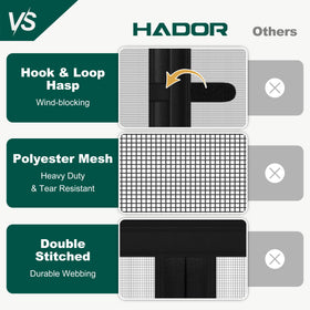 HADOR heavy-duty polyester mesh provides clear visibility and long-lasting performance.