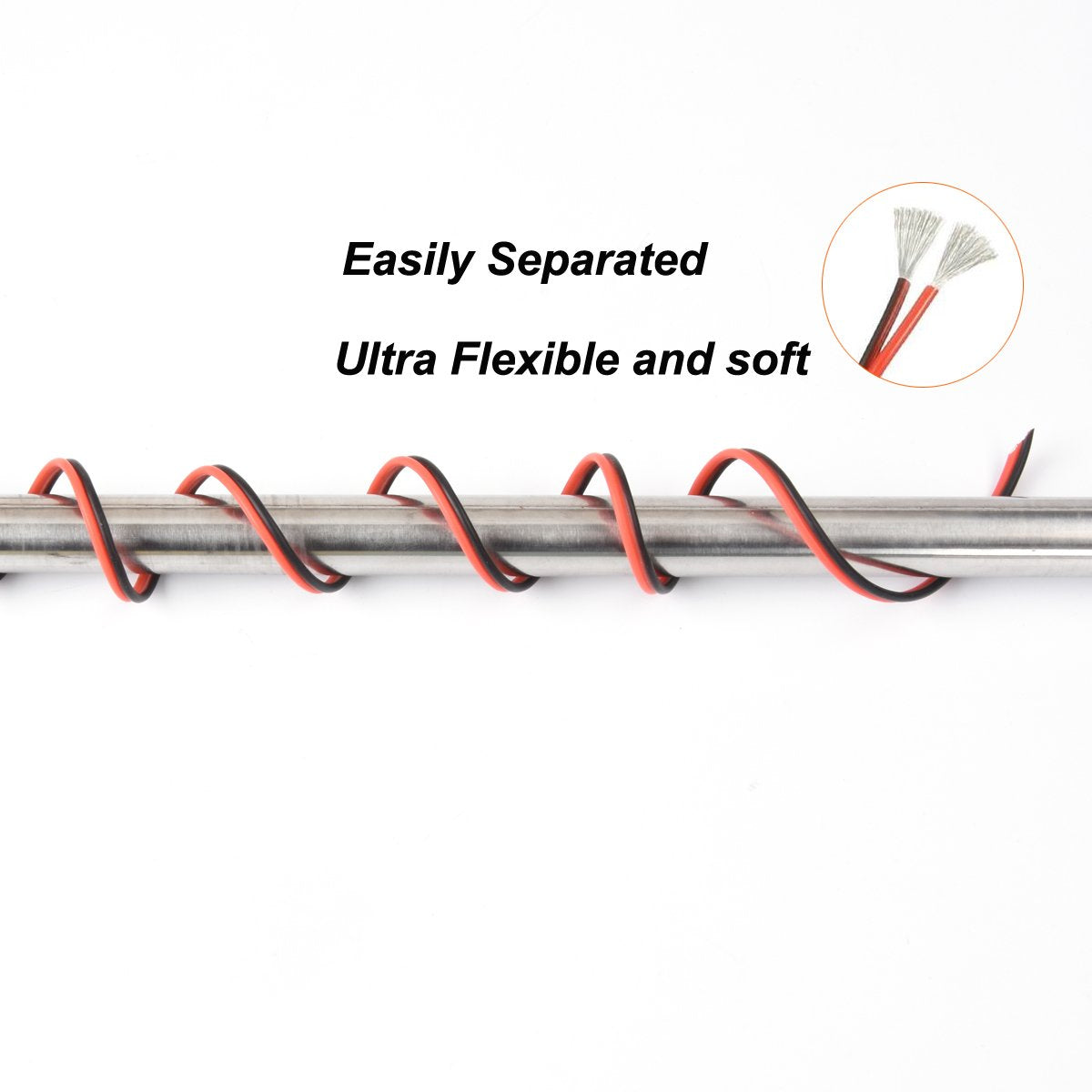 Haerkn 16 AWG silicone wire red conductor for clear circuit separation.