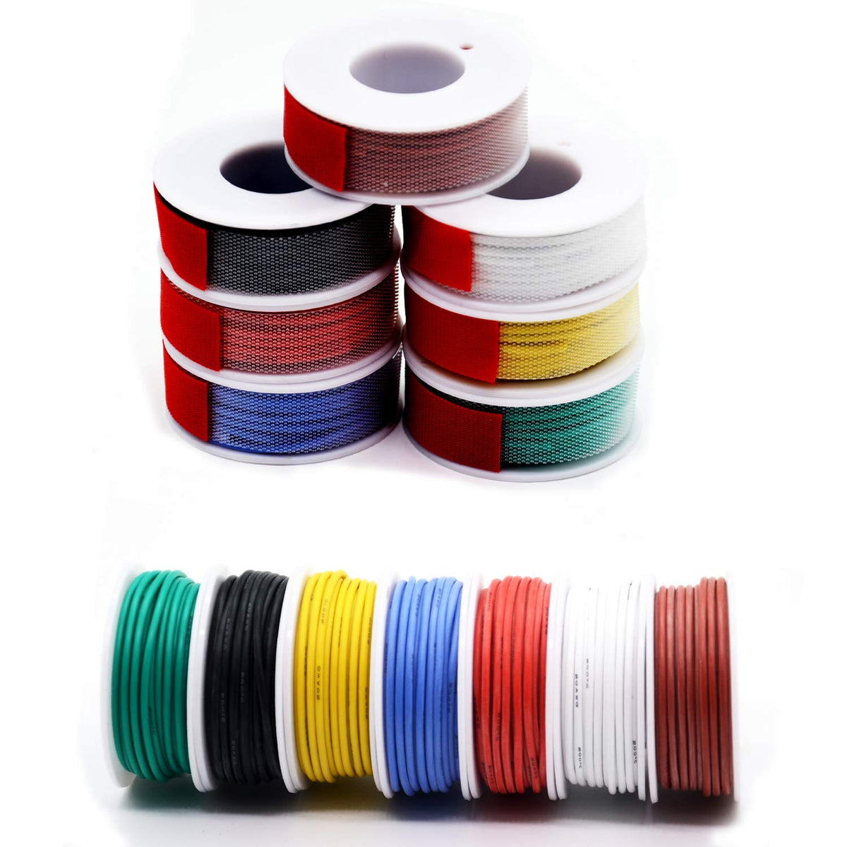 Haerkn red 20AWG silicone wire 23ft length for easily identifiable signal paths.