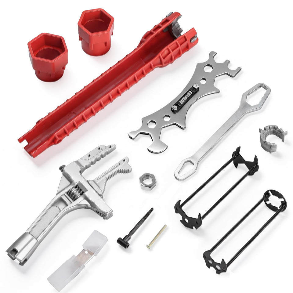 HAEZU universal 9 pcs basin wrench set fully assembled for professional plumbing tasks