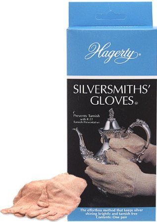 Hagerty Silversmiths’ Gloves protect silver while polishing, preventing tarnish