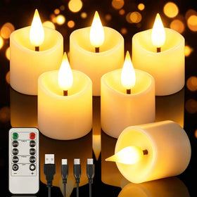HaHavorry 6Pcs rechargeable tea lights offer long-lasting ambience for home decor.