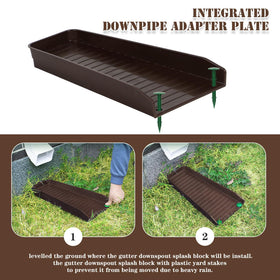 HAHOME easy-install stakes secure the downspout extension during rain.