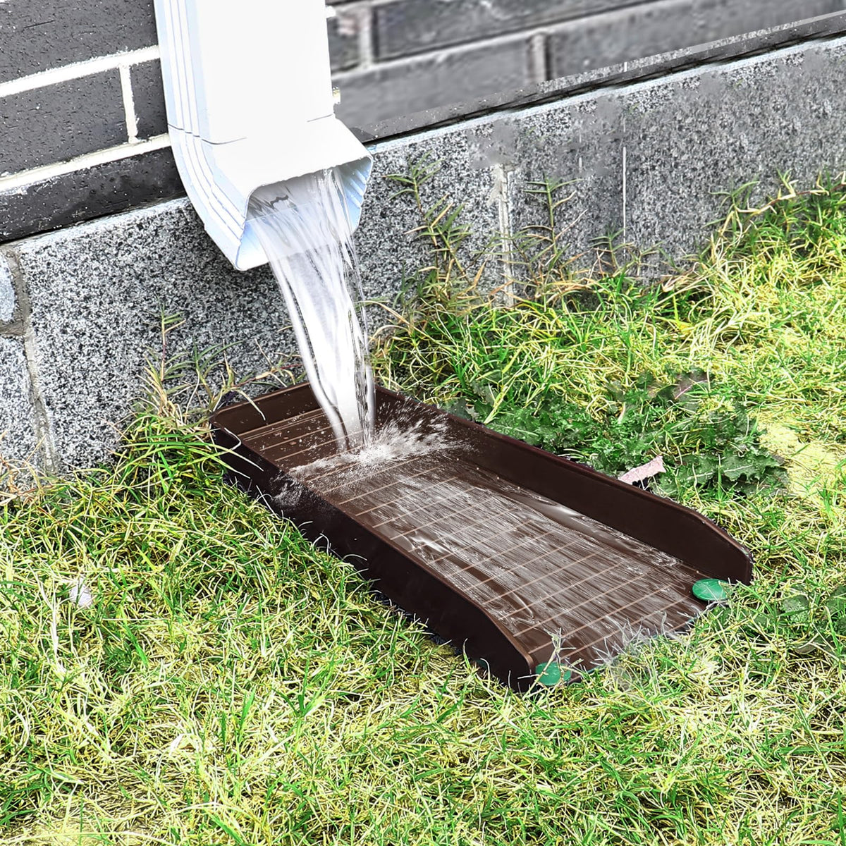 HAHOME 16.3-inch brown block fits most downspouts for flexible setup.