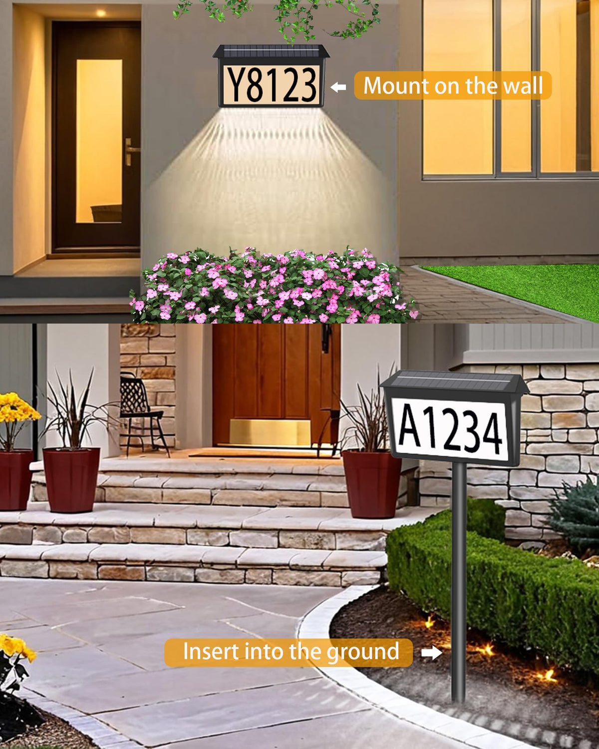 HAHOME solar house numbers feature auto on at night and off at dawn