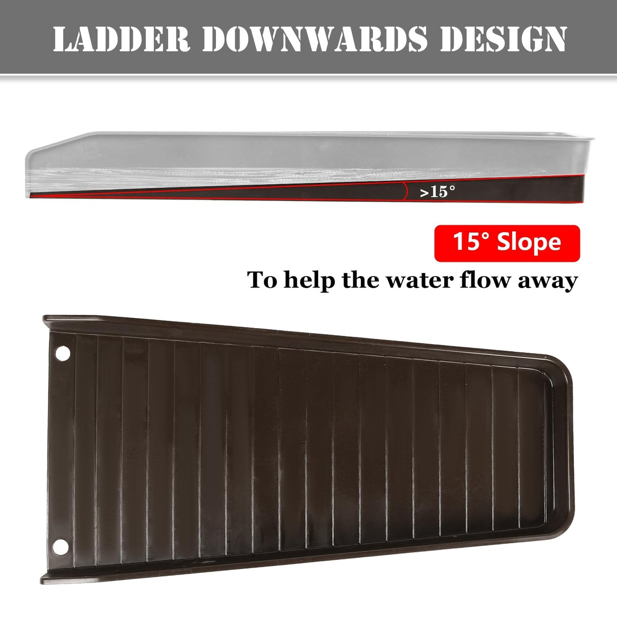 HAHOME weatherproof brown downspout block for outdoor use.