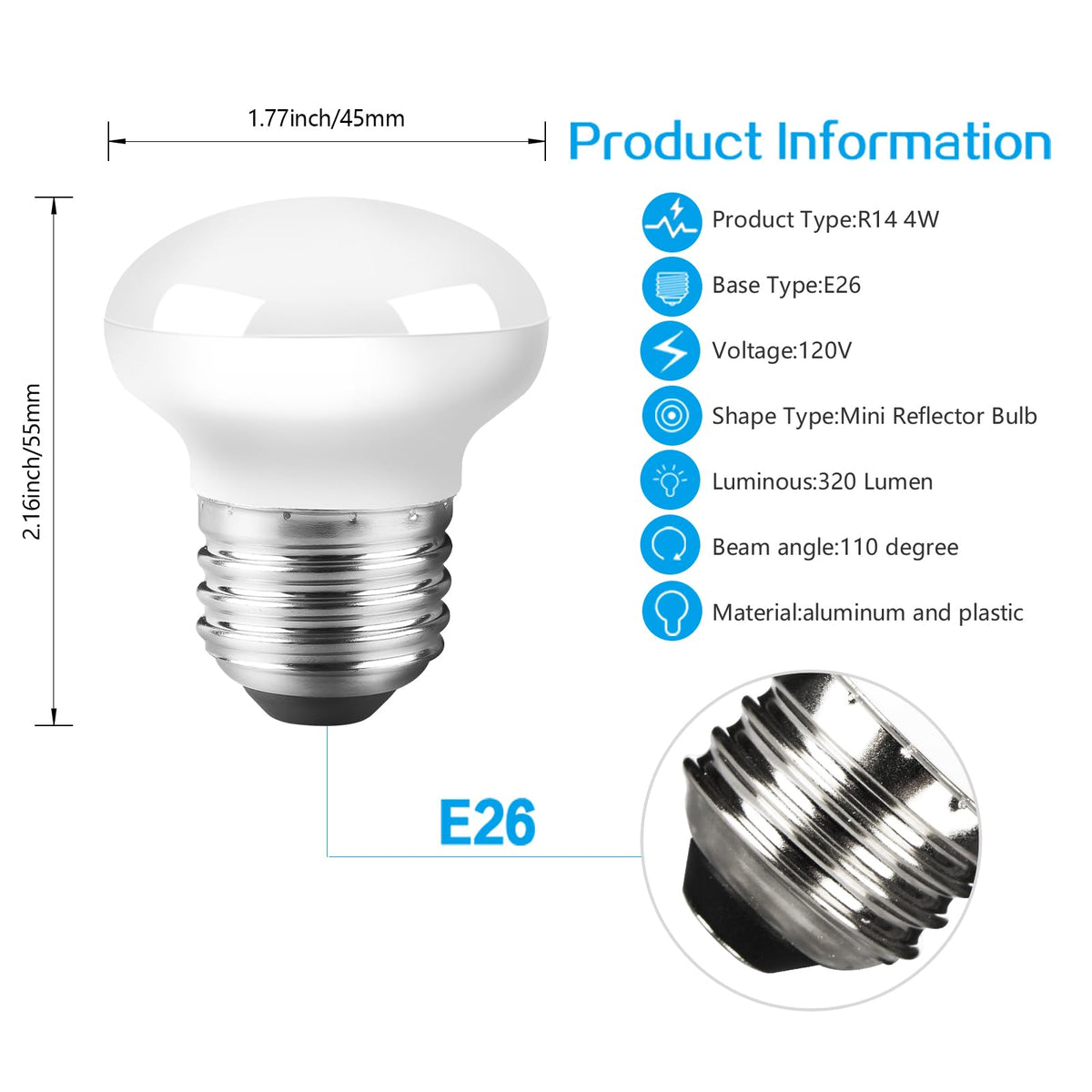 Haian Support dimmable R14 LED 3000K for mood lighting