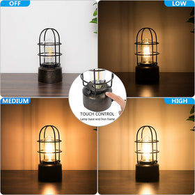 Haian Support steampunk iron table lamp closeup shows vintage industrial design.