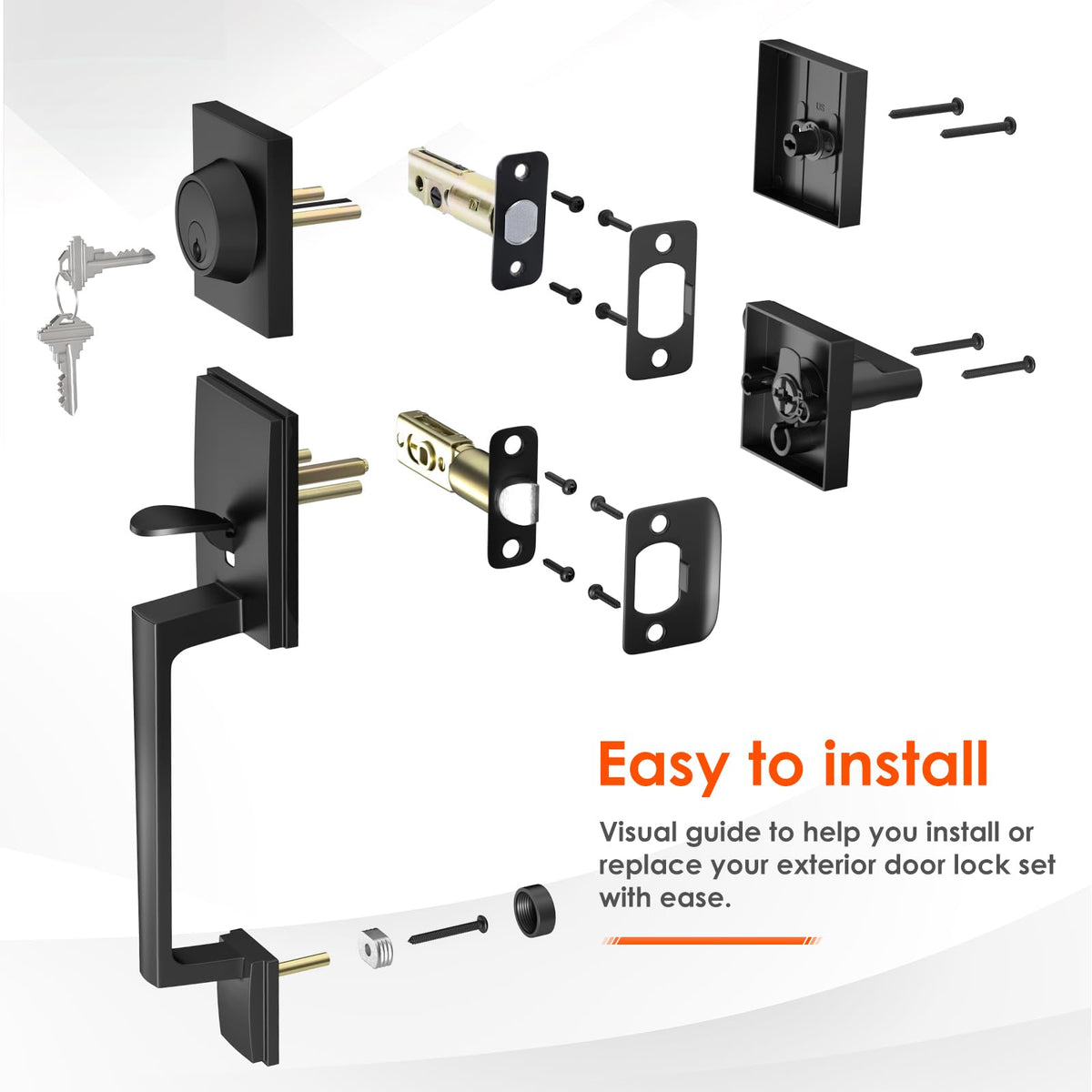 Haidms deadbolt and keys shown for secure entry on exterior door