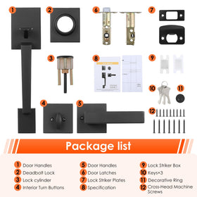 Haidms black front door set installed on exterior door for curb appeal