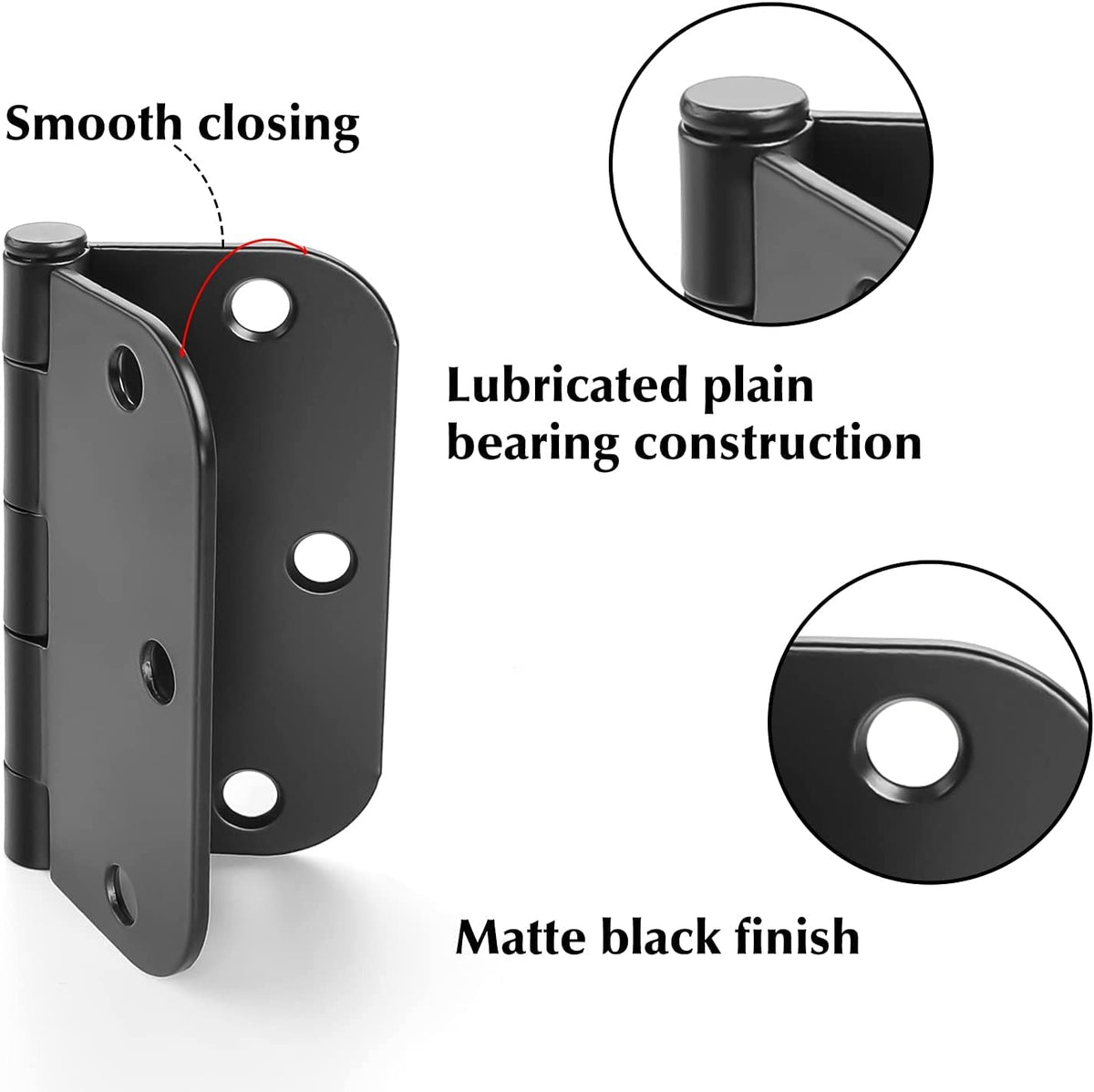 Haidms hinge close-up showing smooth closing and solid iron construction.