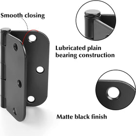 Haidms hinge close-up showing smooth closing and solid iron construction.