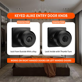 Haidms keyed-alike exterior knob close-up showing secure entry and uniform finish
