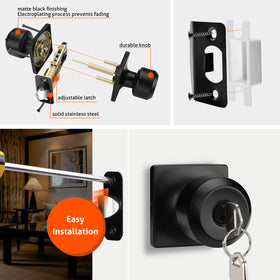 Haidms matte black knob suitable for bedrooms or bathrooms with privacy lock